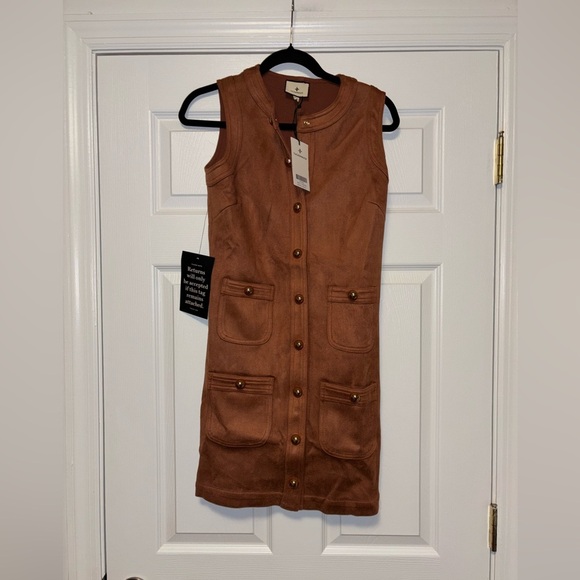 Tuckernuck Cognac Suede Ollie Dress XS Mocha Brown NWT - Picture 8 of 9